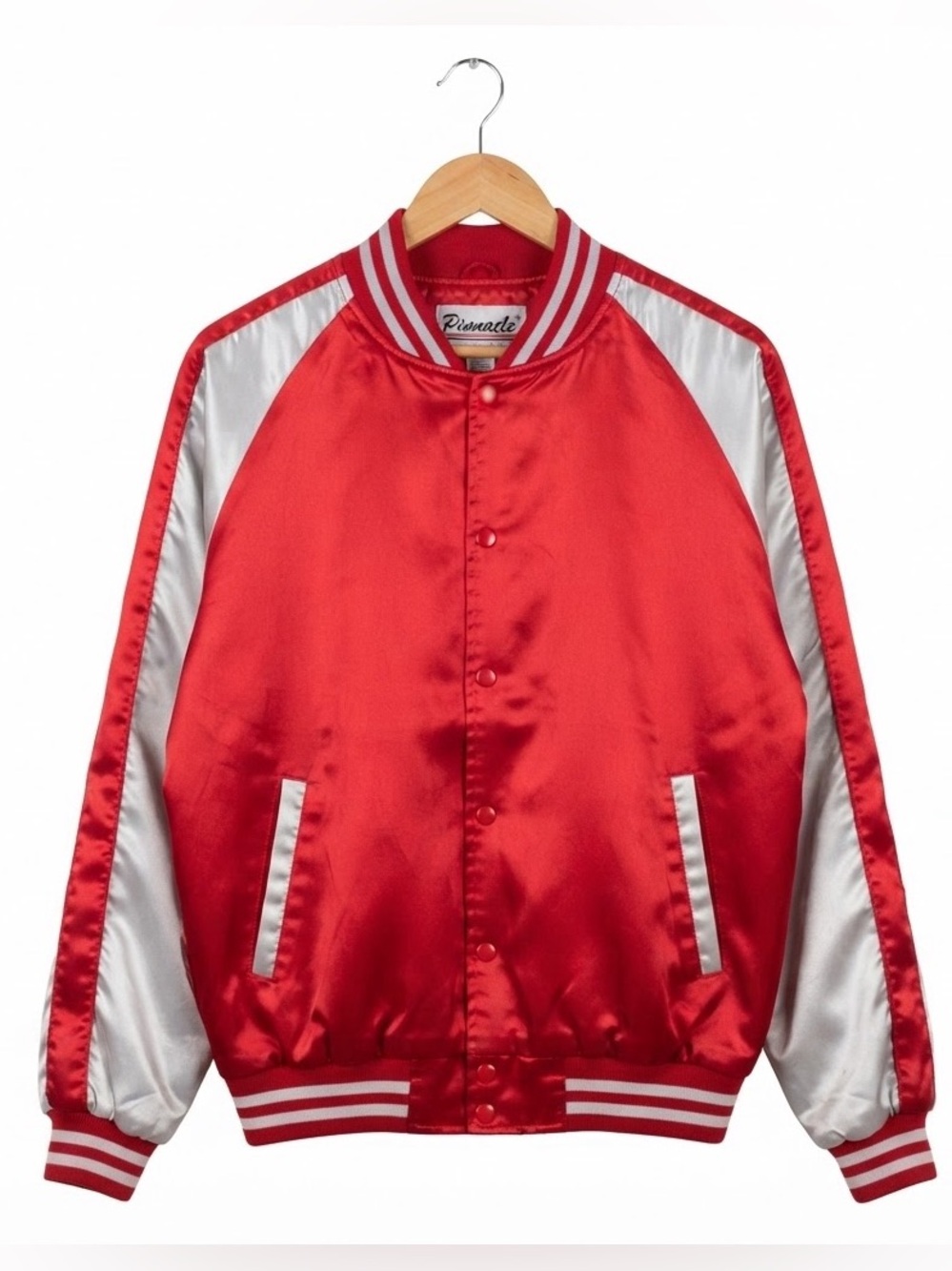 Penmans Satin Varsity Jacket White & Red MEDIUM